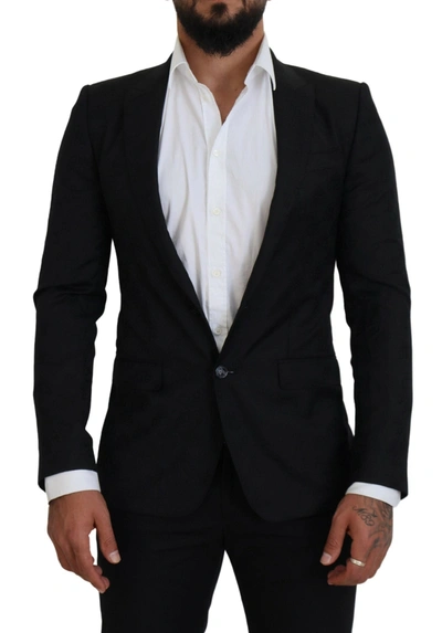 Dolce & Gabbana Black Wool Formal Coat Martini Blazer