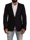 Dolce & Gabbana Black Wool Single Breasted Suit Gold Jacket In Black