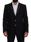 Dolce & Gabbana Black Wool Stretch Slim Fit Jacket Blazer In Black