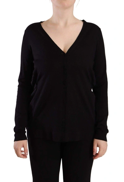 Dolce & Gabbana Black Wool V-neck Long Sleeves Pullover Top