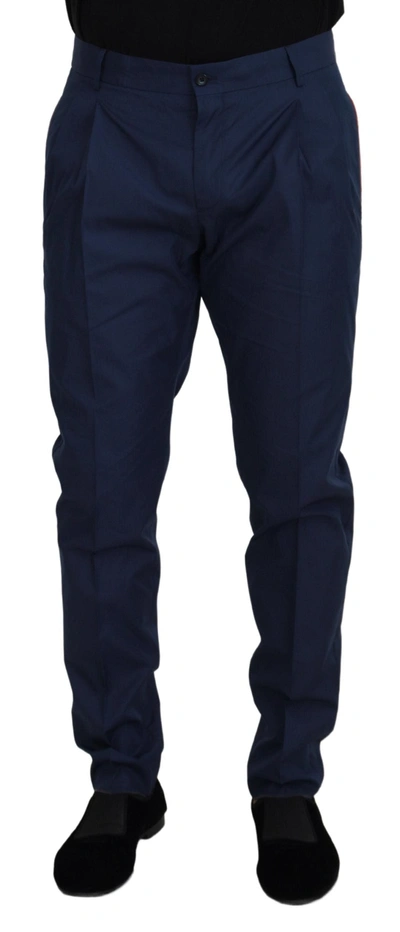 Dolce & Gabbana Blue Cotton Chino Formal Trousers