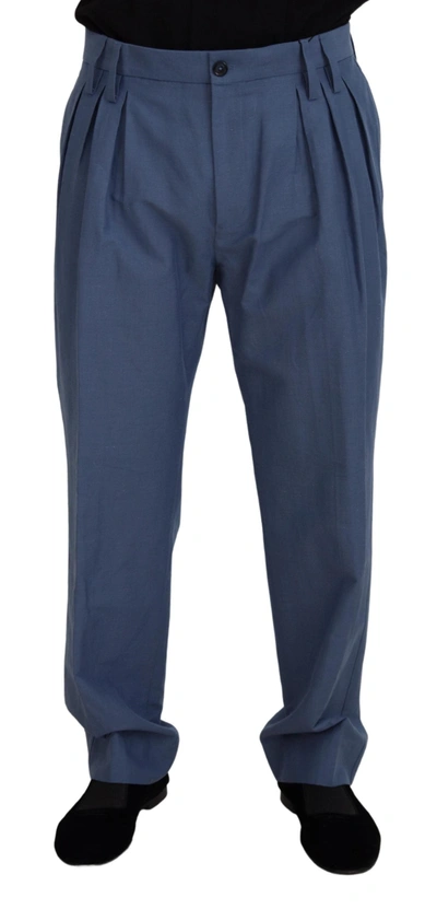Dolce & Gabbana Blue Linen Chino  Formal Pants
