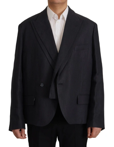 Dolce & Gabbana Blue Linen Formal Blazer Jacket