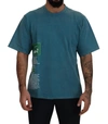 Dolce & Gabbana Blue Logo Print Crewneck Cotton T-shirt In Blue