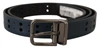 DOLCE & GABBANA BLUE PERFORATED SKINNY LEATHER METAL BUCKLE BELT