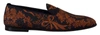 Dolce & Gabbana Black Jacquard Polyester Slip On Loafers Shoes In Blue