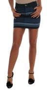 Dolce & Gabbana Blue Short Striped Mini Denim Skirt In Blue