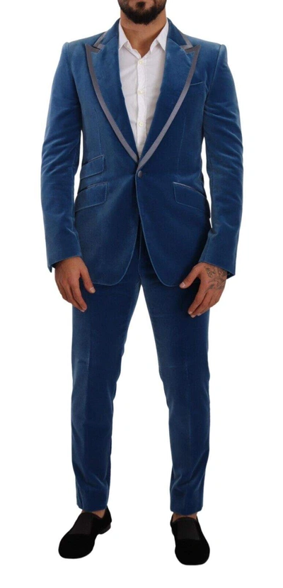 Dolce & Gabbana Blue Sicilia Velvet Slim Fit 2 Piece Suit
