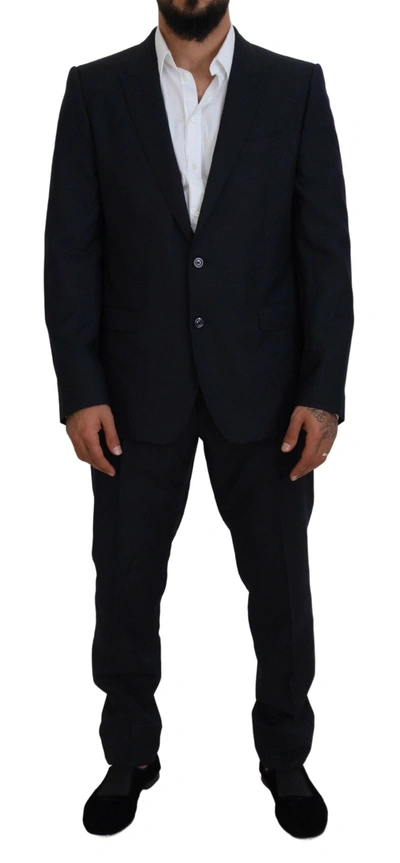 DOLCE & GABBANA BLUE SINGLE BREASTED 2 PIECE MARTINI SUIT