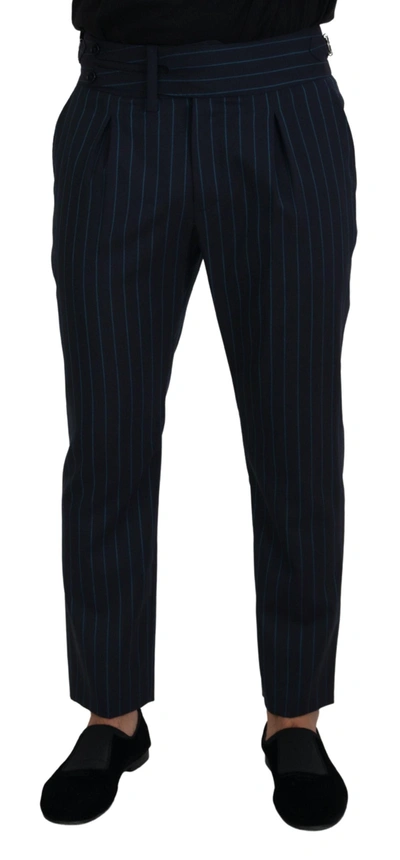 Dolce & Gabbana Blue Striped  Formal Pants