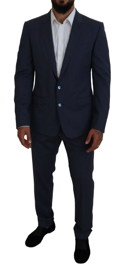 Dolce & Gabbana Blue Wool Martini 3 Piece Slim Fit Suit