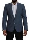 Dolce & Gabbana Blue Wool Stretch Slim Fit Jacket Blazer In Blue