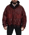 DOLCE & GABBANA BORDEAUX COTTON HOODED FULL ZIP JACKET