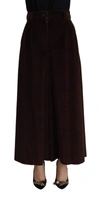 DOLCE & GABBANA BORDEAUX CORDUROY COTTON TROUSER WIDE LEG PANTS