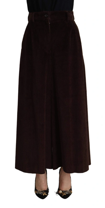 Dolce & Gabbana Bordeaux Corduroy Cotton Trouser Wide Leg Pants