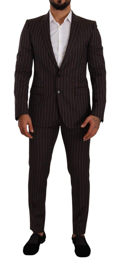 Dolce & Gabbana Bordeaux Martini Striped Slim Fit 2 Piece Suit