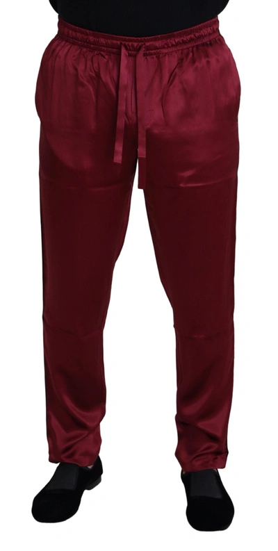 Dolce & Gabbana Bordeaux Silk Dg Sleep Lounge Pants