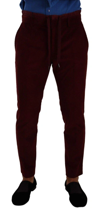 Dolce & Gabbana Bordeaux Velvet  Formal Trouser Dress Pants