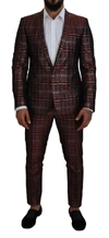 DOLCE & GABBANA BORDEAUX SILVER GOLD SLIM FIT SUIT