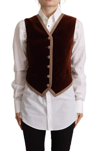 Dolce & Gabbana Bordeaux Velvet Cotton V-neck Sleeveless Vest Top