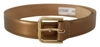 Dolce & Gabbana Bronze Leather Gold Logo Engraved Waist Buckle Belt In Bronze
