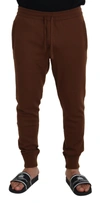 DOLCE & GABBANA BROWN CASHMERE  DRAWSTRING JOGGER PANTS