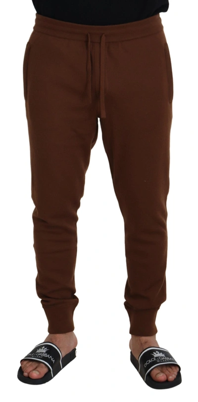 Dolce & Gabbana Brown Cashmere  Drawstring Jogger Pants