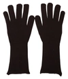 DOLCE & GABBANA BROWN CASHMERE SILK HANDS MITTEN S GLOVES