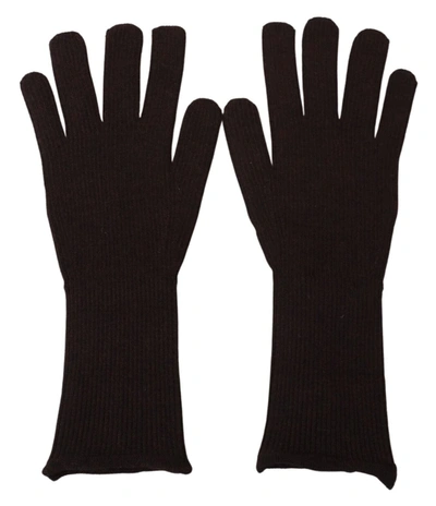 Dolce & Gabbana Brown Cashmere Silk Hands Mitten S Gloves