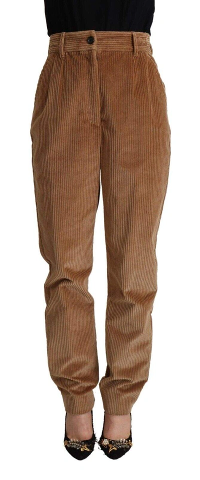 Dolce & Gabbana Brown Cotton Corduroy High Waist Skinny Trousers