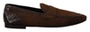 DOLCE & GABBANA BROWN EXOTIC LEATHER  SLIP ON LOAFERS SHOES