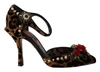 Dolce & Gabbana Brown Embellished Leopard Print Heels Shoes In Brown