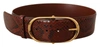 DOLCE & GABBANA BROWN EXOTIC LEATHER GOLD OVAL BUCKLE BELT