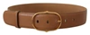 DOLCE & GABBANA BROWN LEATHER GOLD METAL OVAL BUCKLE BELT