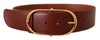 DOLCE & GABBANA BROWN LEATHER GOLD METAL OVAL BUCKLE BELT