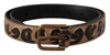 DOLCE & GABBANA BROWN LEOPARD PRINT VINTAGE METAL WAIST BUCKLE BELT