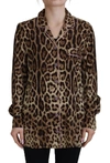 Dolce & Gabbana Brown Leopard Print Long Sleeves Blouse Top In Brown