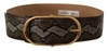 DOLCE & GABBANA BROWN PYTHON LEATHER GOLD OVAL BUCKLE BELT