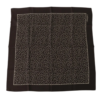 Dolce & Gabbana Brown Polka Dot Square Handkerchief Scarf