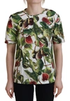 DOLCE & GABBANA CREW-NECK COTTON TOP BLOUSE FRUIT T-SHIRT