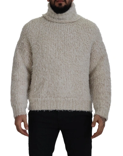Dolce & Gabbana Cream Wool Knit Turtleneck Pullover Jumper