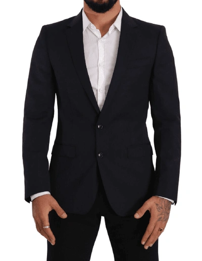 Dolce & Gabbana Dark Blue Single Breasted Coat Martini Blazer