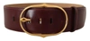 Dolce & Gabbana Maroon Leather Gold Metal Oval Buckle Belt In Brown