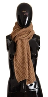 Dolce & Gabbana Dark Brown Wrap Shawl Knitted Camel Scarf In Brown