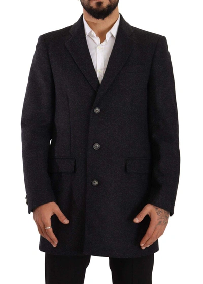 Dolce & Gabbana Dark Gray Wool Over Trench Coat  Jacket