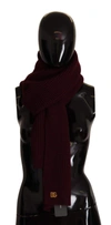 Dolce & Gabbana Dark Red Cashmere Logo Wrap Shawl Knitted Scarf In Red