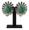 DOLCE & GABBANA GOLD BRASS BLUE CRYSTAL STONE CLIP-ON JEWELRY SICILY EARRINGS