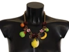 DOLCE & GABBANA GOLD BRASS SICILY FRUITS ROSES STATEMENT NECKLACE