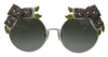 Dolce & Gabbana Gold Floral Embellished Metal Frame Round Dg2186 Sunglasses In Gold