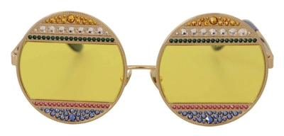 Dolce & Gabbana Gold Oval Metal Crystals Shades Sunglasses